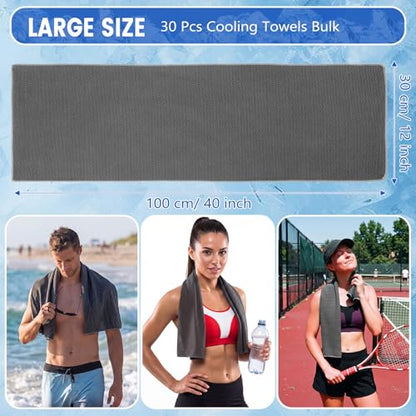 Hosuly 30 Pack Cooling Towels Bulk Microfiber Breathable, Dark Gray - color: Dark Gray