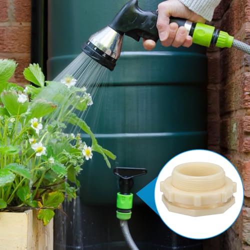 PATIKIL ABS Bulkhead Fitting NPT2", Bulkhead Water Tank Connector with Silicone Seal Gasket Garden Hose Fitting for Rain Bucket, Sinks, Aquariums, White