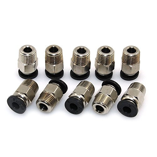BIQU PC4-M10 Pneumatic Connector Fittings Bowden Tube Coupler Male Straight PTFE Tube Push for E3D-V6 Bowden Extruder Compatible with Ender-3 Ender-3 V2 3D Printers (Pack of 10pcs) - style: 10pcs