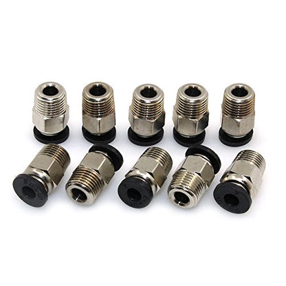 BIQU PC4-M10 Pneumatic Connector Fittings Bowden Tube Coupler Male Straight PTFE Tube Push for E3D-V6 Bowden Extruder Compatible with Ender-3 Ender-3 V2 3D Printers (Pack of 10pcs) - style: 10pcs