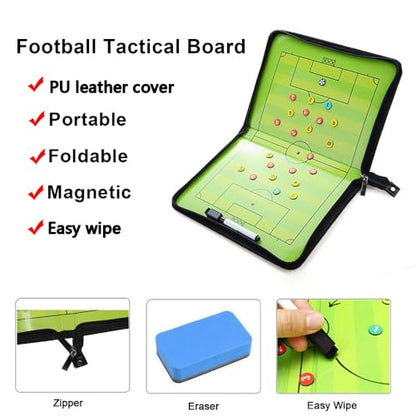 Soccer Coaching Board, Magnetic Soccer Clipboard for Coaches, Portable Strategy Football Coaches Board with Dry Erase, Marker Pen and Zipper Bag