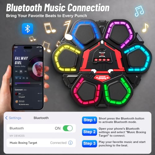 Music Punching Machine, Boxing Trainer with Rhythm Lights - color: Black Red
