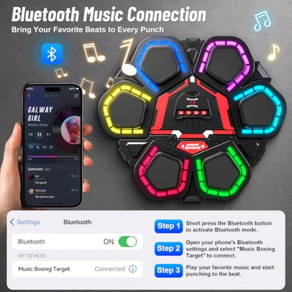 Music Punching Machine, Boxing Trainer with Rhythm Lights - color: Black Red