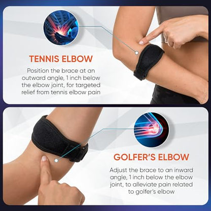 2-Pack Tennis Elbow Brace for Men & Women, Golfer's Elbow Support Strap - color: Blue