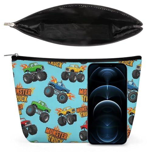Supdreamc Women GirlGirls Make Up Bag Pouch for Toiletry Jewelry Trip, Large Capacity Travel Makeup Train Case Multipurpose Clutch Bag Waterproof Carry On Bag (Monster Truck Cartoon) - color: Pattern 438