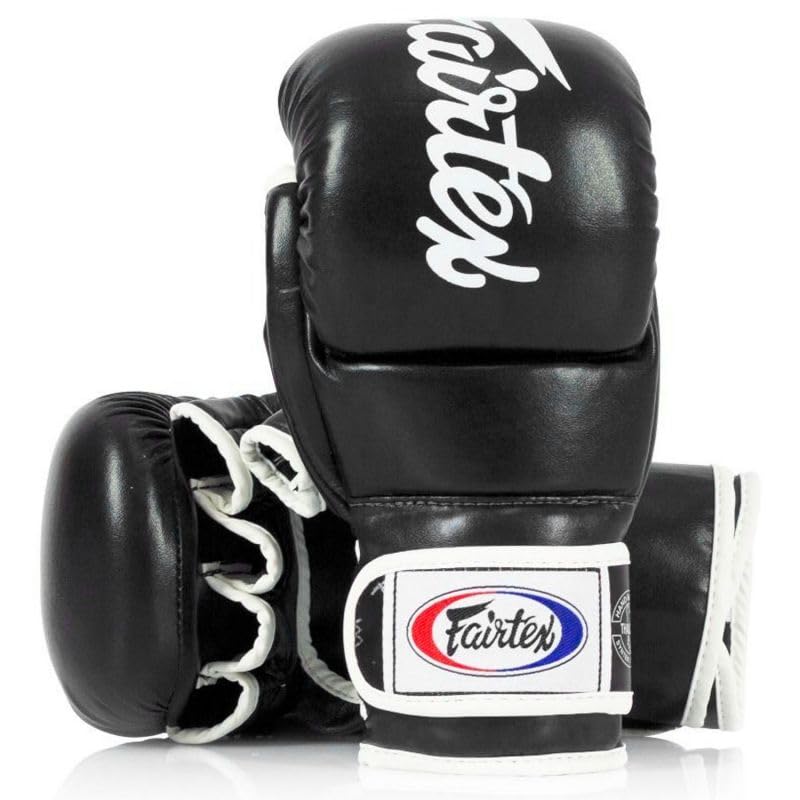 Fairtex FGV18 MMA Boxing Gloves, Leather Muay Thai Martial Arts Training - color: Black, size: X-Large