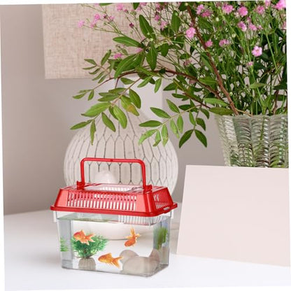 5pcs Portable Handheld Fish Tank Mixed Color Transparent Turtle Feeding Box for Small Pets Lightweight Plastic Breeding Aquarium Ventilation Design Easy to Clean and Operate