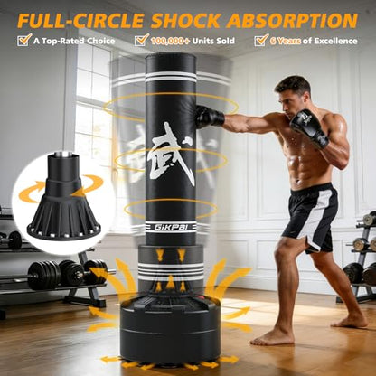 GIKPAL Freestanding Punching Bag for Adults, Heavy Boxing Bag with Stand - color: White (Hand Wrap & Boxing Golves)