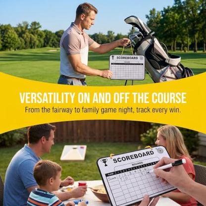 POPETPOP Golf Scorecard Board Erasable Hanging Dry Erase Score Card Boards Reusable with 1 Pen Game Score Keeper for Men Women Golfer, Family