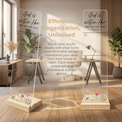 Sticky Notes Monitor Memo Board with Removable Wooden Base God is Within Her She Will Not Fall Portable Acrylic Sticky Note Holder Message Board Sign Bonus 200 Sheets Sticky Notes Office Desk