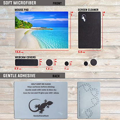 Mouse Pad Adhesive Bottom - Sticks to Any Surface - Portable - Webcam Covers and Screen Cleaner Included (2 Pack - Beach Set) - color: 2 PACK - BEACH SET