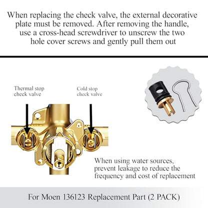 136123 Stop Check Valve for Moen 136123 Replacement Part (2 Pack)