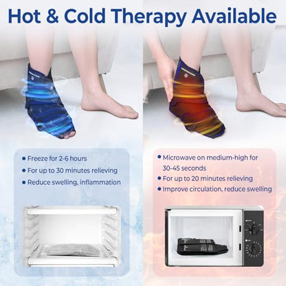 KingPavonini Ankle Foot Ice Pack Wrap, XL, Black, 1 Wrap + 4 Gel Packs - size: XL, style: Black (1 Wrap+4 Gel Packs)