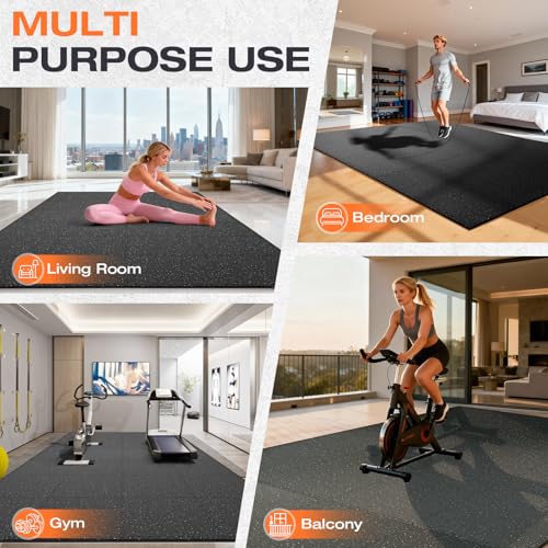 0.56'' Thick 24 Pcs 96 Sq Ft Non-Slip Rubber Top Exercise Equipment Mats, High Density EVA Foam Mats with Rubber Top, Interlocking Puzzle Gym Flooring for Home Gym, Workout Floor Mats, Black - size: 24" L x 24" W x 0.56" Thick