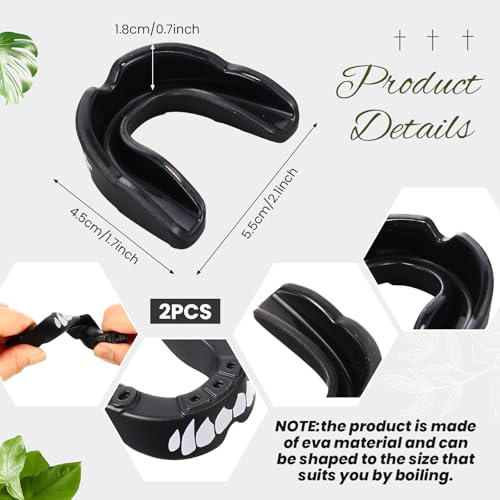 Yaomiao 2 Pcs Mouth Guards Christian Teeth Guards Sport Game Guard & Case Religious MouthGuard Soccer Football Basketball Baseball Wrestling Lacrosse Rugby Boxing Taekwondo - size: Adult, style: Black Fangs