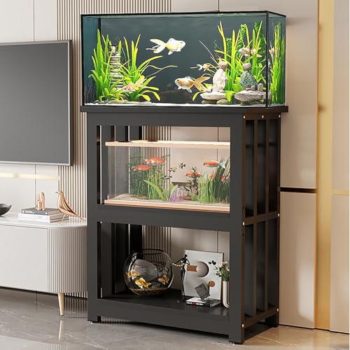 Heavy Duty Metal Aquarium Stand for 10-40 Gallon Tanks, 3-Tier Fish Rack with Storage Shelves, Reptile & Turtle Tank Cabinet, Sturdy Fish Display Shelf - color: #a, size: 50x35x100cm/20x14x39in
