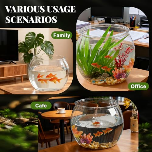 1 Gallon Plastic Fish Tank Large Bowl Shatterproof with Crystal Clear Clarity for Terrarium, Flower Vase Centerpiece Gift for Fish Lovers (Round) - size: 1 Gallon, style: Round