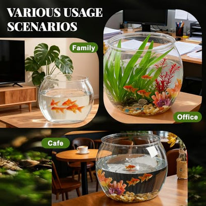 1 Gallon Plastic Fish Tank Large Bowl Shatterproof with Crystal Clear Clarity for Terrarium, Flower Vase Centerpiece Gift for Fish Lovers (Round) - size: 1 Gallon, style: Round