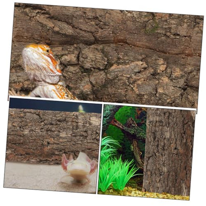 3pcs Natural Cork Reptile Background Panels Terrarium Bark Backdrop for Fish Tanks and Reptile Cages Reusable Habitat Decoration for Lizards Snakes Tortoises and Amphibians