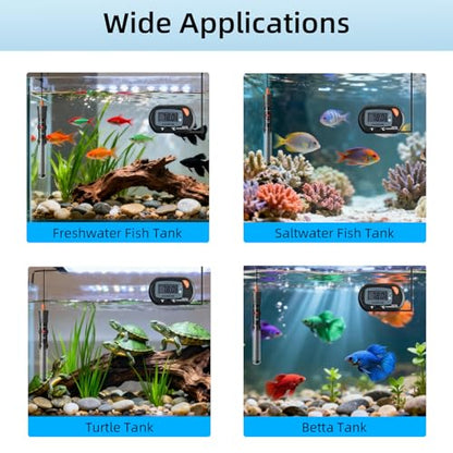 Aquarium Heater 25W/50W/100W/200W/300W, Adjustable Knob Fish Tank Heater with Digital Thermometer, Submersible Betta/Turtle Tank Heater for Freshwater and Saltwater Tanks - size: 100W for 10-30 gallon