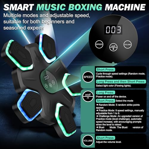 Wall Mounted Music Box Machine - Interactive Maquina de Boxeo Musical Pared | Bluetooth Music Boxing Machine Experience for Home Fitness