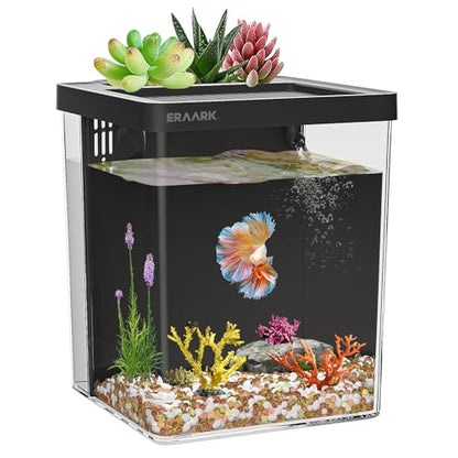 1.5 Gallon Betta Fish Tank Aquarium kit with Filter LED Light, Water Pump, Fish Tank Starter Kits, Fish Bowl