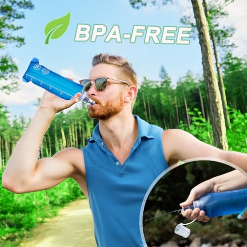 2 Pack Collapsible Water Bottle 500ml – BPA-Free Foldable Soft Flask for Running, Hiking, Cycling, Jogging, Trail Running, Marathon, Travel, Outdoor – Reusable Hydration Bottle for Backpack (500 ml)