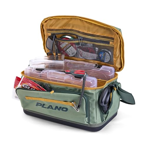 Plano Weekend 3700 Tackle Bag, Cutting-Edge Fishing Tackle Bag, Molded Waterproof Base, Spacious Storage, Die Cut Tool Sleeves, Daisy Chain Attachment Points