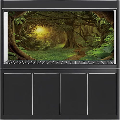 AWERT 24x16 inches Psychedelic Forest Terrarium Background Dim Old Trees Woodland Reptile Habitat Background Green Rainforest Aquarium Background Vinyl Background - size: 24x16in/60x40cm