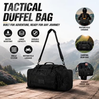 APRILBAY Duffel Bag – Heavy Duty Tactical Gym Bag for Men, Splashwater-Proof Weekender Travel Bag for Basketball, Football, Soccer, Hiking, and Hunting (Black)