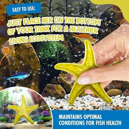 Sandy The Bio-Support Starfish - 1 Pack, Yellow- Promotes A Healthy Balanced Aquarium Ecosystem, Probiotic Growth, Tank Environment Control - style: 1 Pack