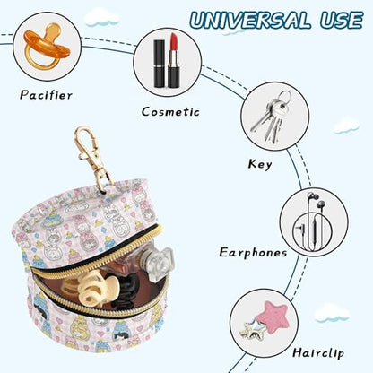 OTVEE Pacifier Case Cat Jar Aquarium Print Printed Waterproof Pacifier Holder Pouch with Metal Hook Clip Round Small Soother Storage Bag for Diaper Bag Stroller - color: Cat Jar Aquarium Print