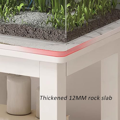 Robot Vacuum Stand Rack with Storage Cabinet, Floor-Standing Sweeping Robot Holder, Hidden Vacuum Organizer with Slate Desktop for Fish Tank (43.3x19.6x29.5in)