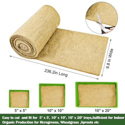 1Roll 10" X 236" Microgreen Growing Mat Hemp Fiber Grow Mats Microgreens Growing Kit Jute Hydroponic Pads Indoor Organic Production for Microgreen Starter Tray Wheatgrass Sprouts - size: 1 Roll 10" X 236"