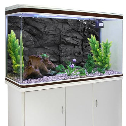 48x20 inches Stone Aquarium Background Black Rock Fish Tank Background Rocky Terrarium Backdrop Polyester