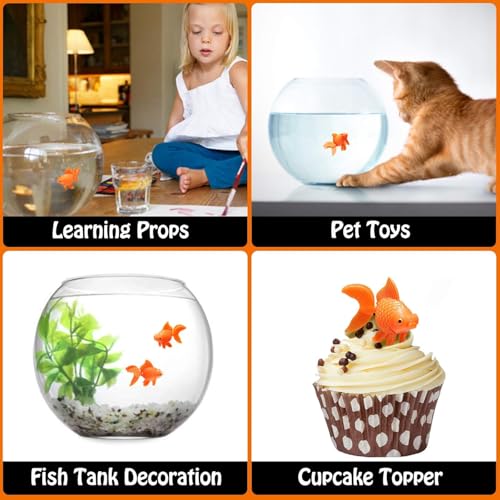 Pieces Fake Goldfish Plastic Floating Artificial Aquarium Fish Realistic Moving Orange Goldfish Ornament Decorations for Aquarium Tank