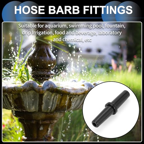 Plastic Hose Barb Fittings, 3/16" Stright Barb Connector Plastic Black, 10 Pcs - style: Straight