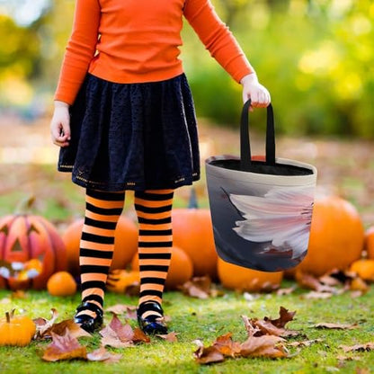 Halloween Trick Or Treat Bags With Handles Collapsible Candy Bucket Reusable Flower Blossom Printed Goody Bucket For Holiday Party Gifts - color: Flower Blossom