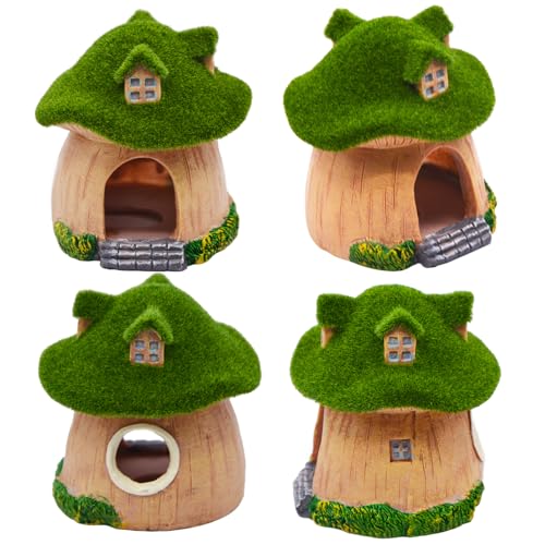 AnRui Green Moss Mushroom Aquarium Decor Cute Fish Tank Decorationss Resin Aquarium Decor Hideout Cave Ornament for Small Fish, Shrimp, Hermit Crab, Goldfish and Reptiles