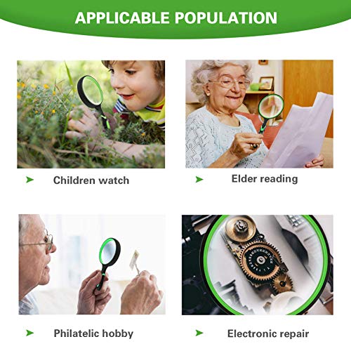 Magnifying Glass, 75MM Handheld Reading Magnifier with Non-Slip Soft Handle for Seniors Book Newspaper Reading and Kids Nature Hobby Exploration