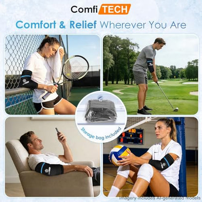 ComfiTECH Dual-Gel Elbow Ice Pack Wrap for Arm, Knee & Calf, L | Multi-Use Ice Sleeve with 30-Min Cooling for Tennis Elbows, Golfers Arm, Reusable Cold Compression for Muscle Relaxation - size: L-Dual-Gel