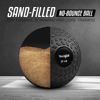Yes4All Sand-Filled Slam Ball for Strength Training - color: Black, size: 25lbs