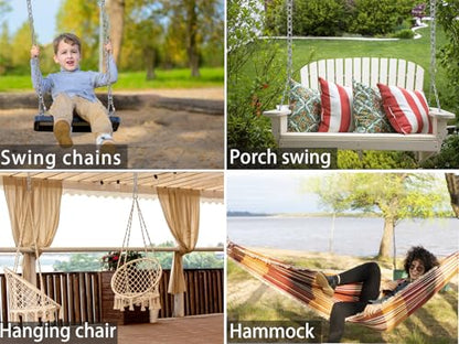 BeneLabel 2Pcs 28inch 304 Stainless Steel Hanging Chair Chain with 4 Hooks - color: Silver, size: 29"
