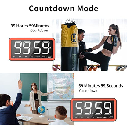VOCOO Large 7.8" Digital Timer, Magnetic LED Timer for Kitchen & Classroom - color: Black Red