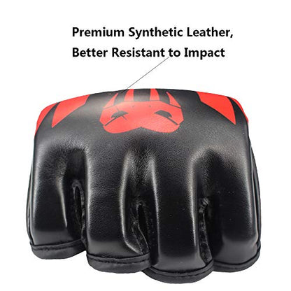 SOTF Punching Gloves for Adults MMA Training Gloves Men Fight Boxing Gloves Open Fingers Women - color: red