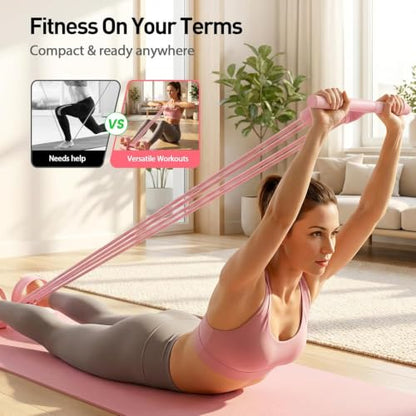 Upgrade 8 Tubes Pedal Resistance Bands with Handles, Multifunction Tension Rope Exercise Bands, Home Gym Elastic Yoga Pedal Puller Stretch Bands for Full Body Workout, Yoga, Waist, Arm, Leg