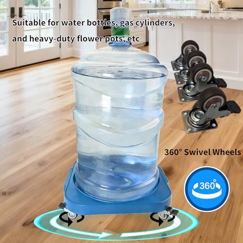 11" 5-Gallon Water Bottle Jug Caddy with 4 Rolling Swivel Casters - Heavy-Duty 5-Gallon Bucket Dolly & Plant Stand, Blue - color: Blue