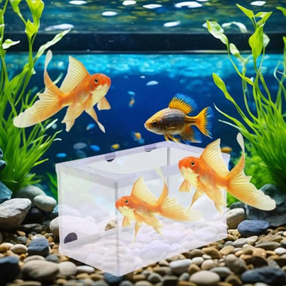 Breeder Box for Fish Tank, 6x5.7x10 Large Fish Breeding Box Net, White Mesh Aquarium Breeder Hang on Nursery with Suction Cups for Baby Hatchery Breeding