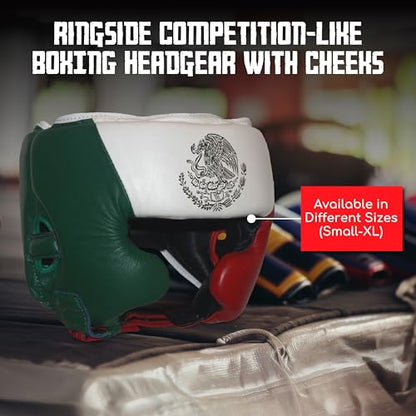 Ringside Competition-Like Boxing Headgear with Cheeks - color: Mexican Flag, size: Large