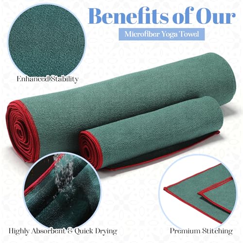 Peryiter 6 Pack Hot Yoga Towel Set - Non Slip Microfiber Towels for Mat and Hand, Quick Dry and Sweat-Activated Grip, 2 Sizes for Women Men Bikram Pilates Gym